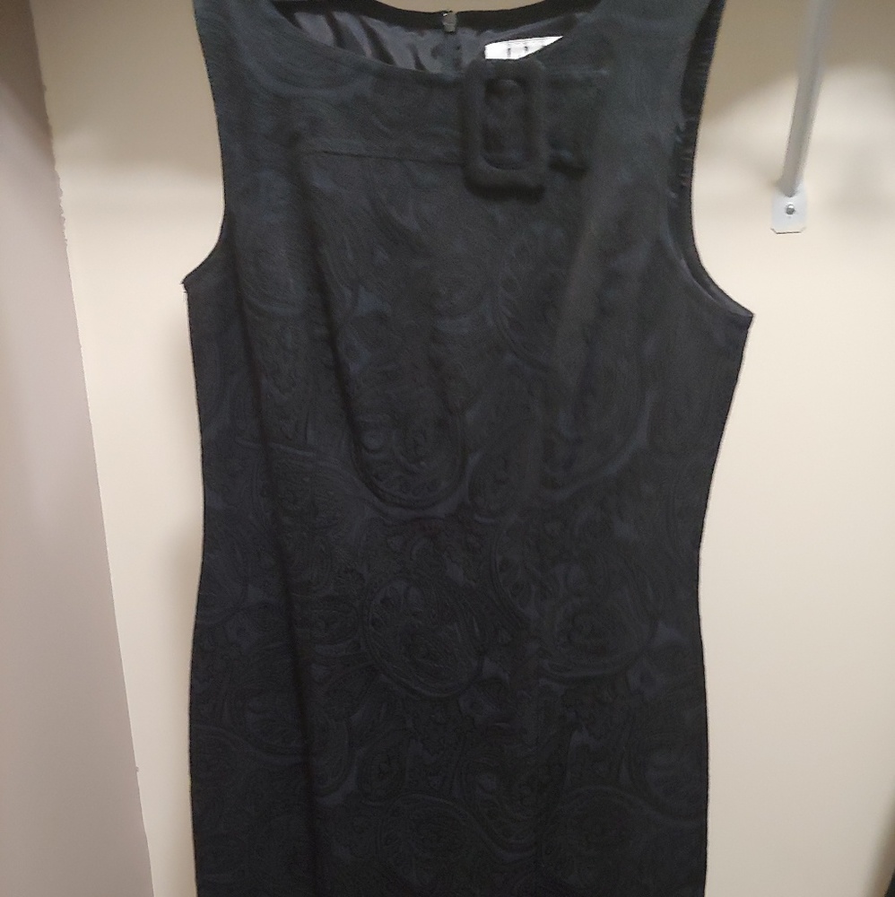 David Meister black sleeveless patterned dress